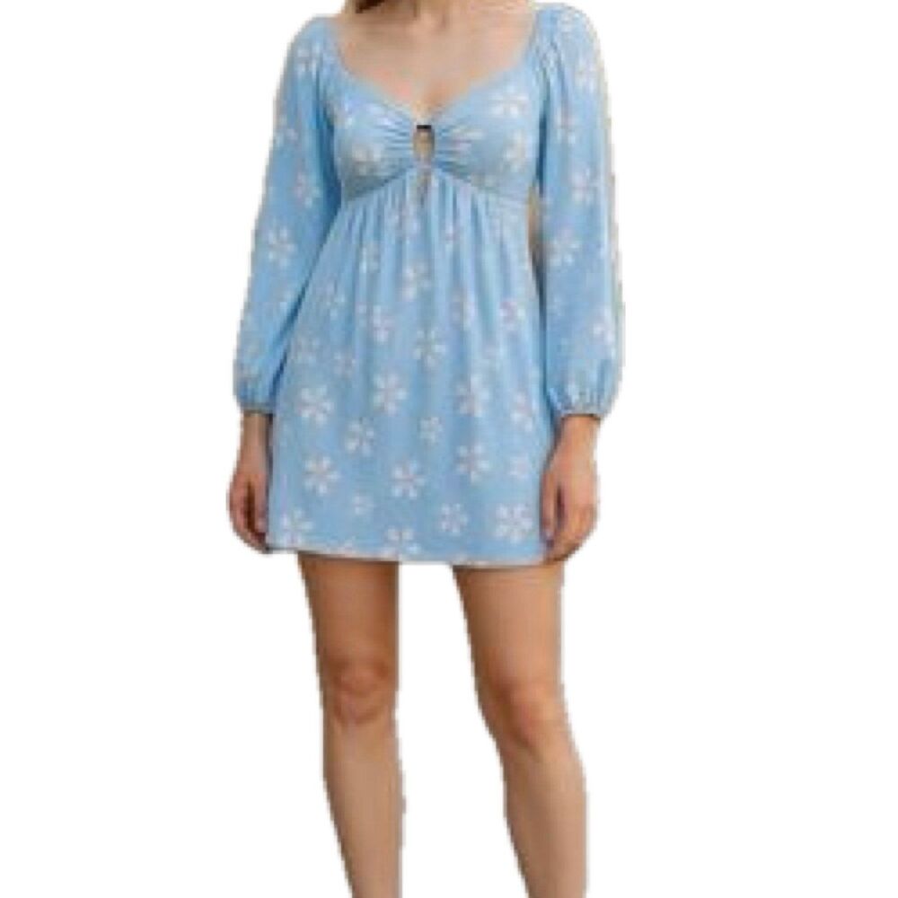 American Eagle Daisy Floral Front Chest Cutout Hardware Pockets Mini Dress L